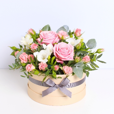 Rose Blush New Baby Hatbox with Recycled Ralph Bear