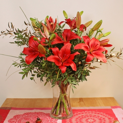 Festive Red Lilies