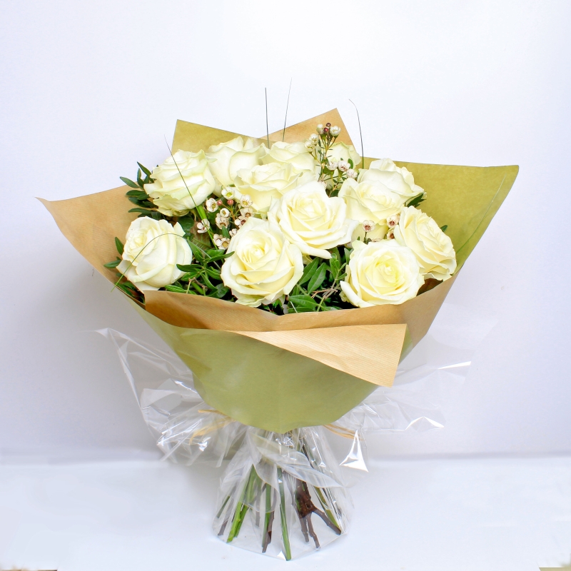 White Rose Sympathy Hand tied